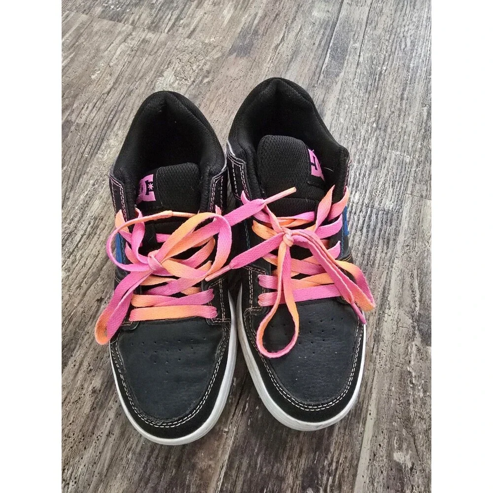 DC Shoes Cure Women’s Skate Shoes Size 6 Black Pink Orange Laces ADJS100169 Used
